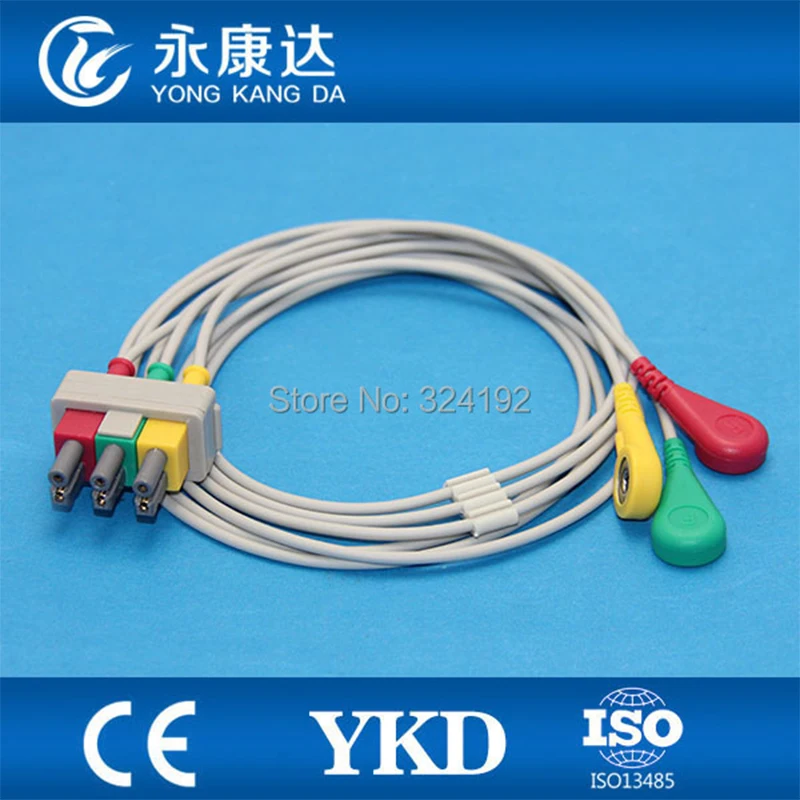 

2pcs/pack Free shipping compatible Multi-link IEC/3 leads ECG cable and Snap leadwires for use with M1500A trunk cable