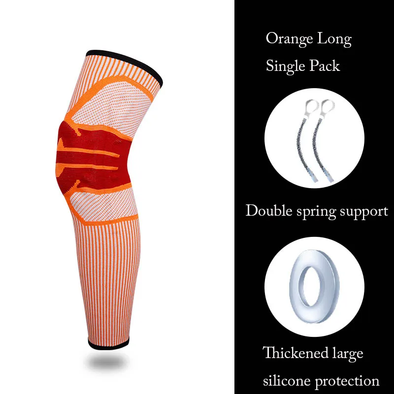 1 PCS long orange Наколенник s длинный компрессионный наколенник наколенники для баскетбола волейбол Футбол контакт спортивные короткие наколенники - Цвет: 1 PCS long orange