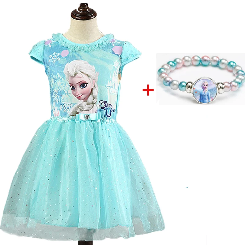 Girl Dress Summer Brand Toddler Girls Clothes Lace Sequins Princess Anna Elsa Dress Snow Queen Halloween Party Role-play Costume