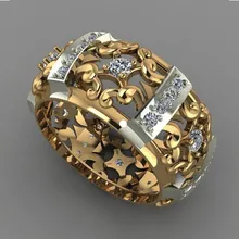 Anillo de piedra de circón de cristal de estilo único 2019 joyería de boda de oro amarillo para mujer anillos de compromiso y amor para mujer(China)