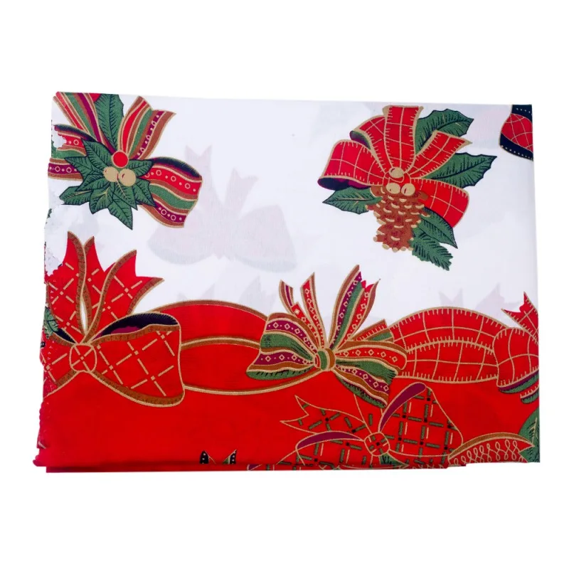 Poinsettia Christmas Flower Pritned Table Cloth Rectangle Decorative Table Cover Festive Holiday Decorations - Цвет: As the picture show