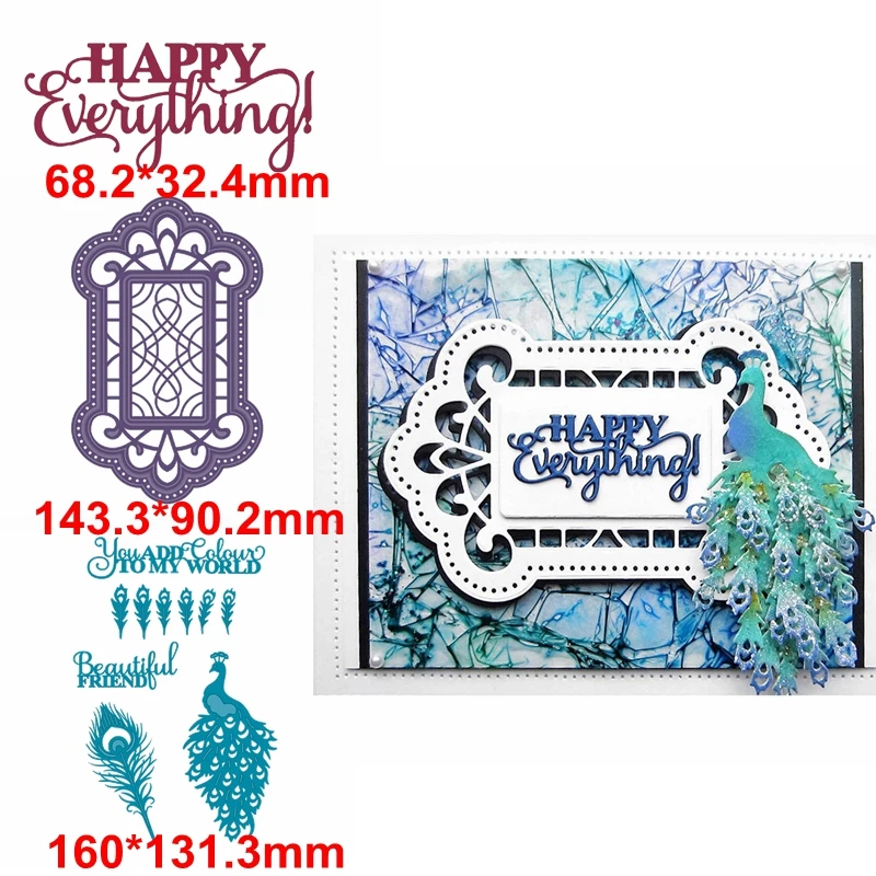 

Peacock Decoration+Frame+Phrase Metal Cutting Dies Peacock+Frame+Phrase Die Cut For Card Making DIY New 2019 Crafts Cards