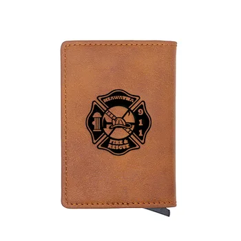 

Retro Hiawatha Fire Rescue 911 Design Credit Card Holder Wallet Men Women PU Leather RFID Aluminium Slim Short Purse