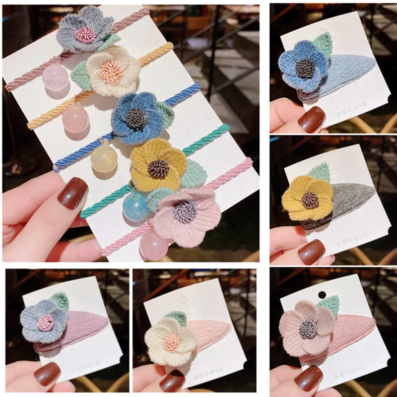 10 шт./лот милое платье с украшением в виде цветов и веревки резинки для волос