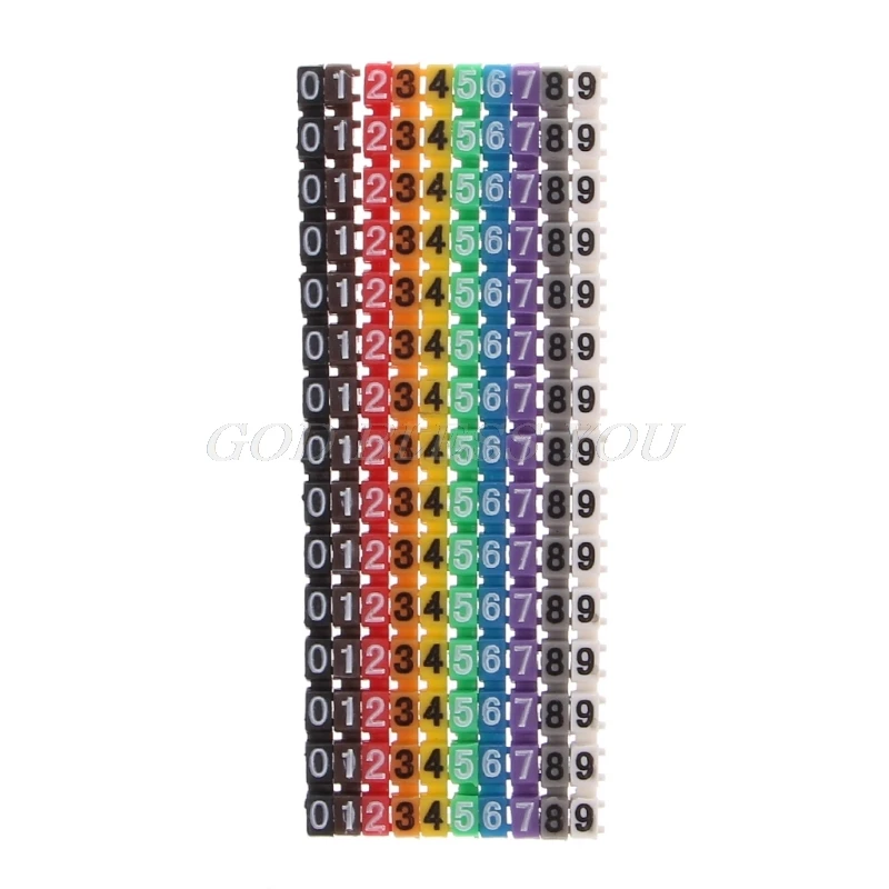 

OOTDTY 150 Pcs Cable Markers Colourful C-Type Marker Number Tag Label For 2-3mm Wire
