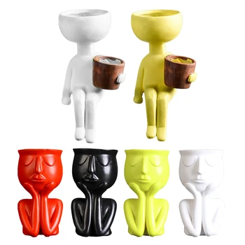 

Abstract Character Sculpture Flower Pot Vase Succulent Cactus Planter Vase Humaniod Ceramic Flower Pot Vase Micro Landscape Deco