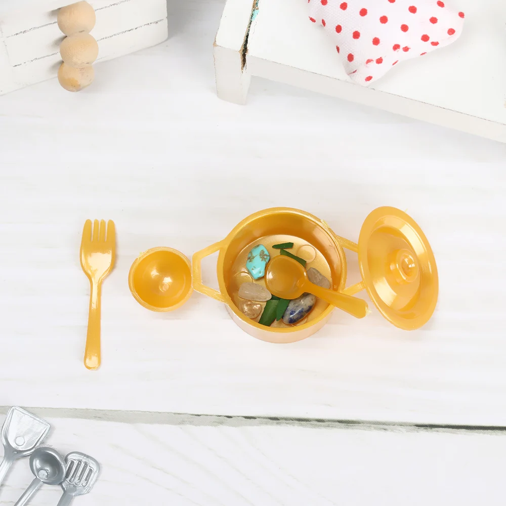 10/11Pcs/Bag 1:12 Miniature Cookware Mini Food Toys Pot Fork Playing House Doll Accessories DollHouse Kitchen Tableware Model