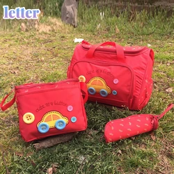 Sac multifonctionnel pour maman, sac à couches pour bébé, motif de voiture de dessin animé, sac de maternité pour bébé, soins 3 pièces/ensemble 