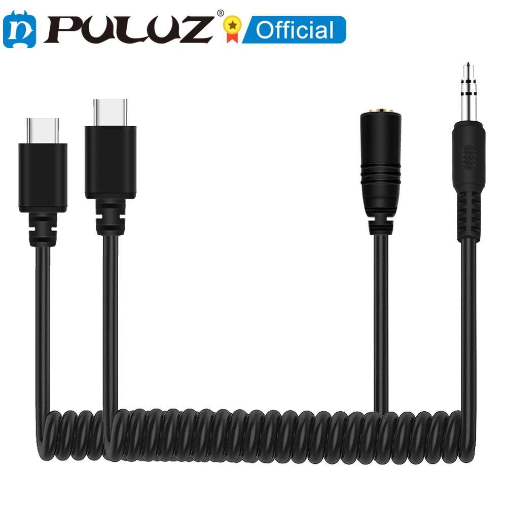 PULUZ 3 5 мм TRRS мужской/женский кабель USB Type-C-USB-C мужской живой микрофон аудио