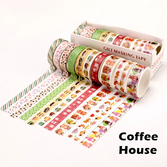 10pcs Coco 2 Paper Washi Tape Set 8mm Food Coffee Party Fruit Candy Gold Gilt Adhesive Masking Tapes Stickers Decoration F817 Office Adhesive Tape Aliexpress