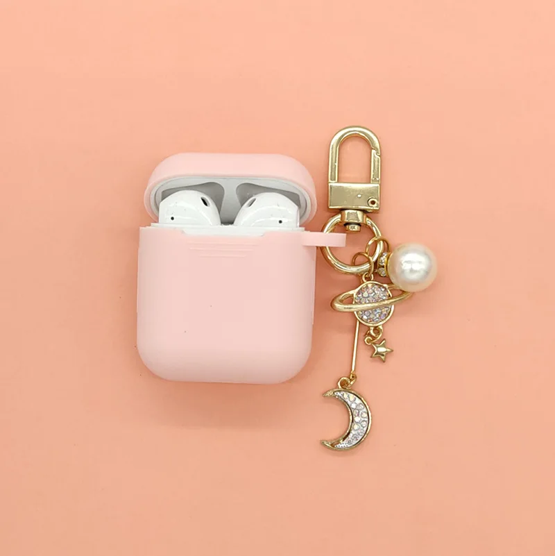 Чехол для Apple AirPods роскошный силиконовый чехол наушников с кольцом ключей