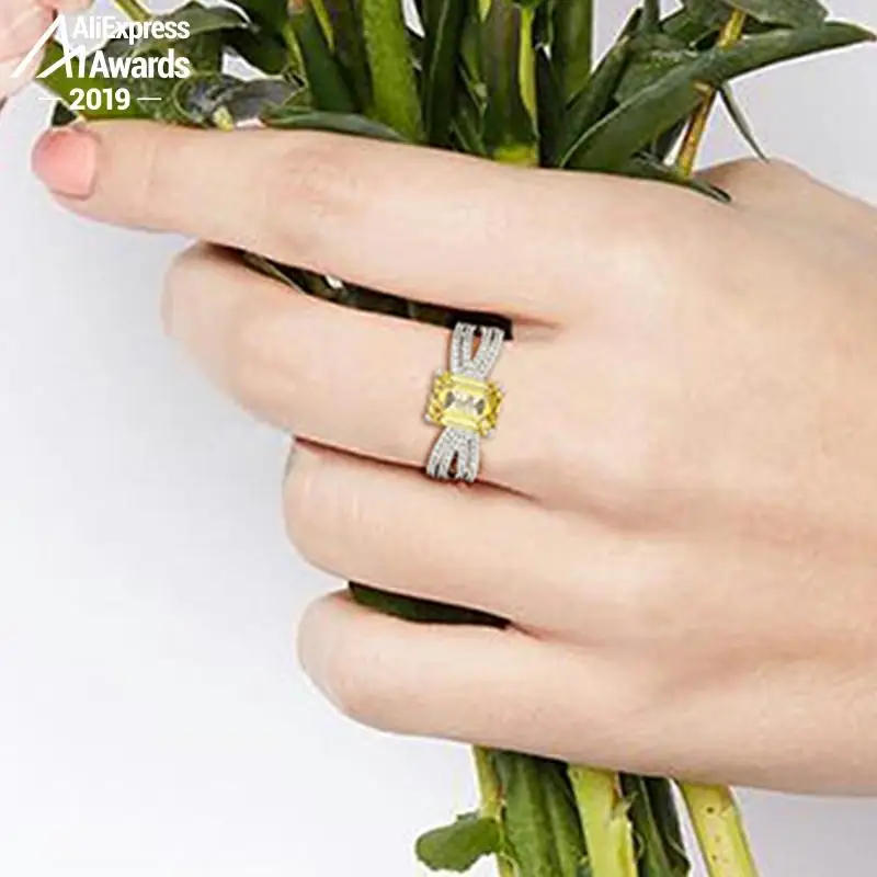 7*9 мм кольцо из стерлингового серебра S925 пробы с изумрудом SONA Diamond Halo Fine Цитрин