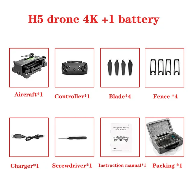 4k Дрон 4k HD широкоугольная камера 1080p wifi FPV высота может держать Плавание в течение 20 минут VR режим Квадрокоптер H5 Дрон VS Дрон E520S квадракоптер с камерой дрон с камерой квадрокоптер квадракоптер аккумулятор - Цвет: 4k
