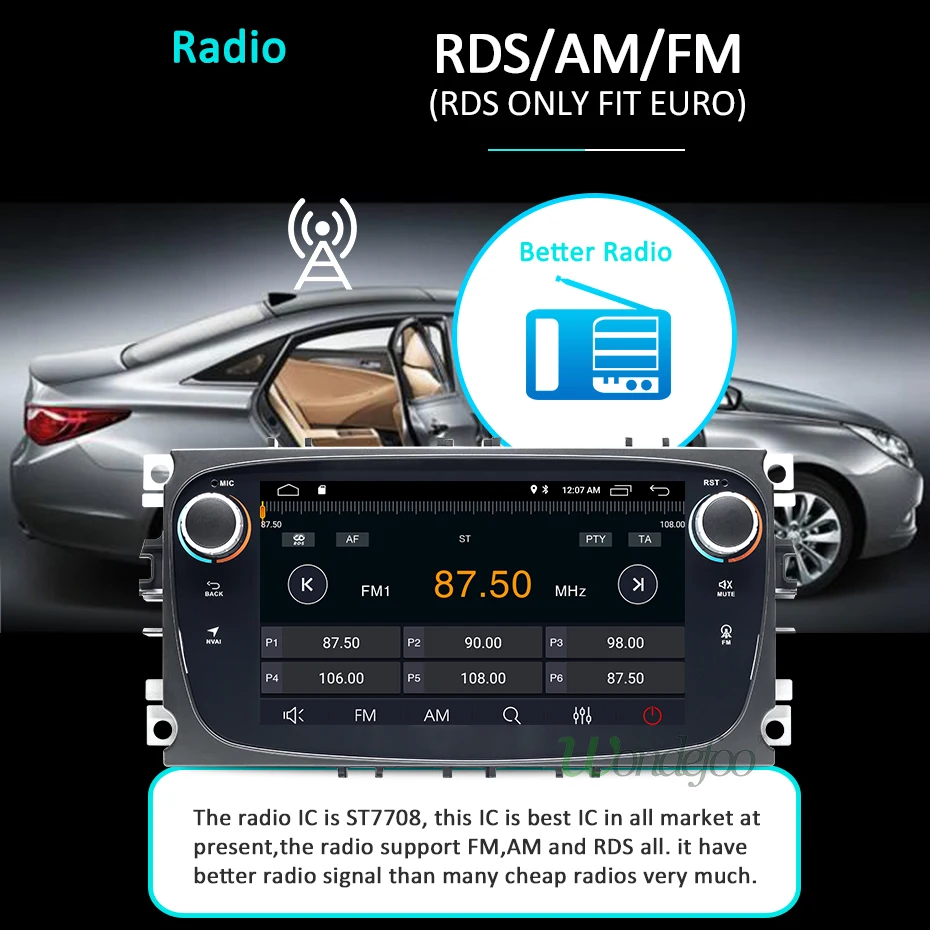 Wondefoo Android 9,0 DSP ips радио gps для FORD FOCUS Mondeo 9 S-MAX C-MAX Galaxy Kuga Навигация стерео рекордер без DVD плеера