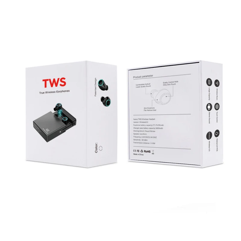 SOHOKDA Bs02 Mi Redmi Airdots 2 TWS True Wireless Bluetooth Earphone Stereo Bluetooth5.0 With 3400mAh Charging CasMic Air 2S