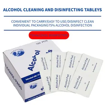 

Portable 100PCS Professional Alcohol Swabs Pads Wet Wipes 70% Isopropyl First Aid Home Skin Cleanser Sterilization