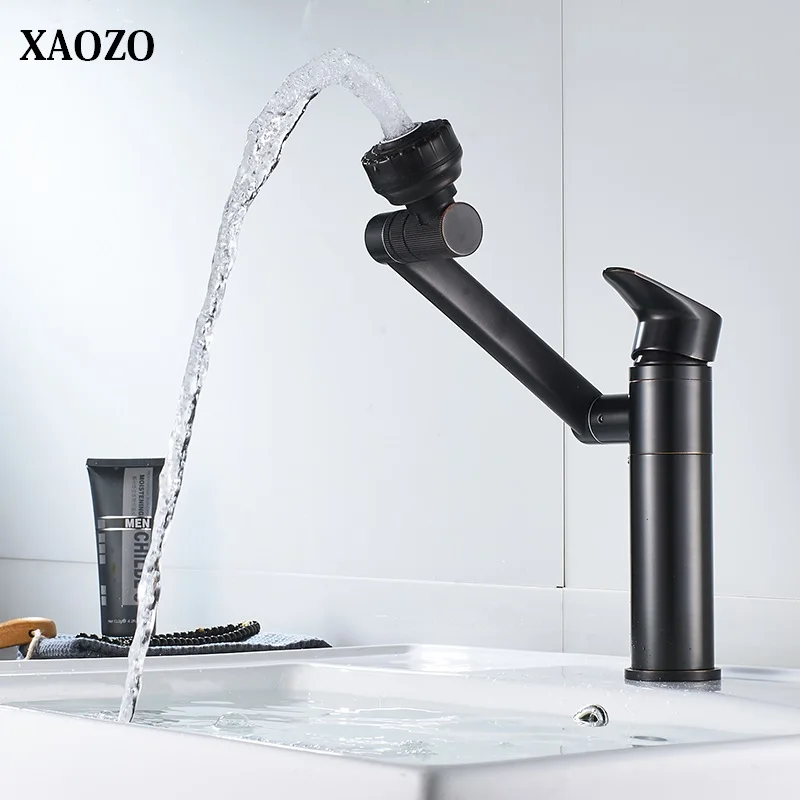 

Bathroom Basin Faucets Hot Cold Mixer Tap Single Hole bath washing faucet matte black blacked 360 degree rotatable