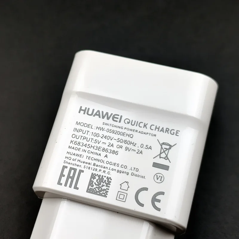 Оригинальное зарядное устройство huawei P30 Lite, быстрая зарядка 9 В/2 А, адаптер питания европейского стандарта, кабель usb type c для p20 lite y9 prime Nova 3 3i 4