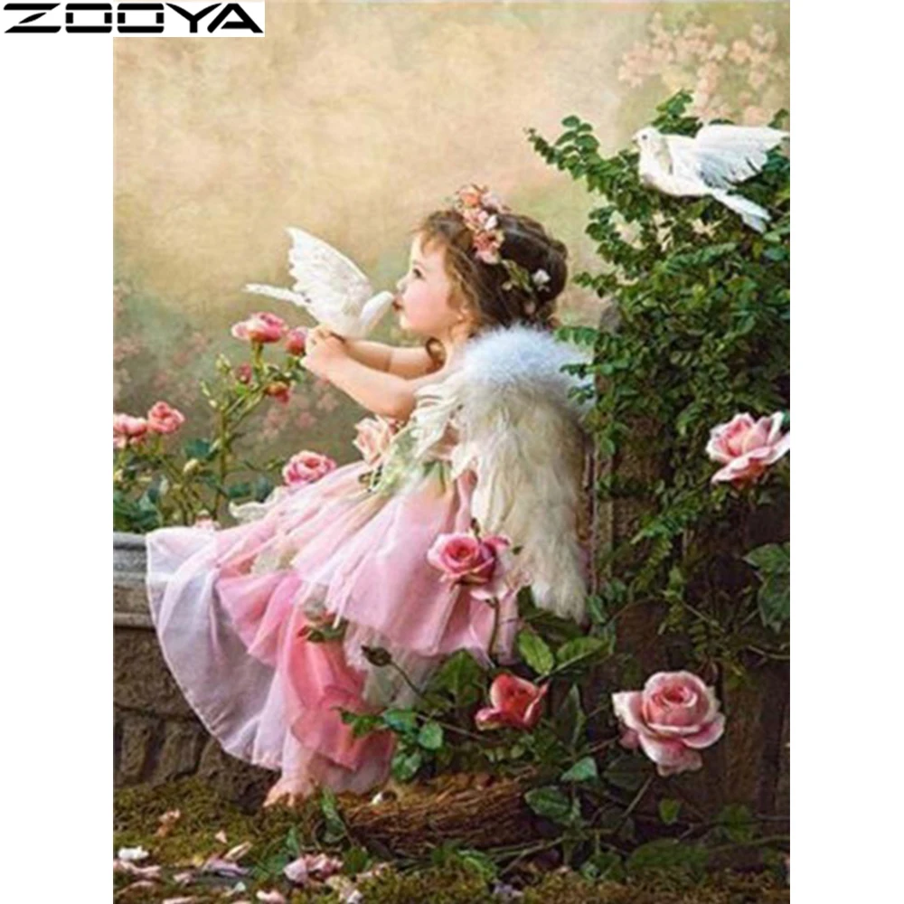 CH001-1 ZOOYA DIY 5D алмазная живопись, стразы, картины, алмазная вышивка, ангелы, распродажа, полный набор алмазной мозаики, наборы для домашнего декора CH001 - Цвет: CH001-1