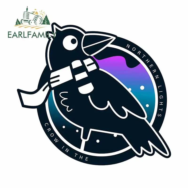 

EARLFAMILY 13 см x 12,3 см для ворона в северное сияние стекло для защиты от ветра, автомобильный стикер наклейка на багажник прикуса царапин Водонепроницаемый Графика