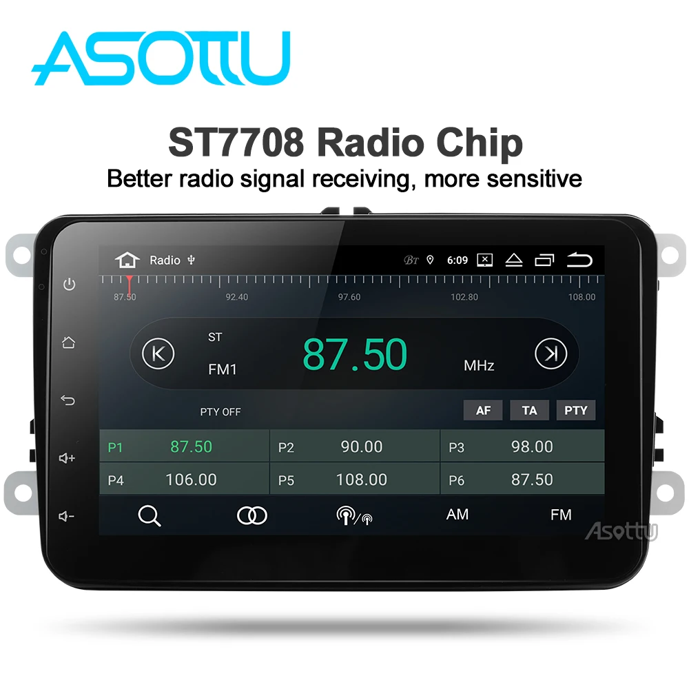 Asottu VW603 android 9.0 PX6 car dvd player for VW polo golf passat tiguan skoda yeti superb rapid for skoda gps navi