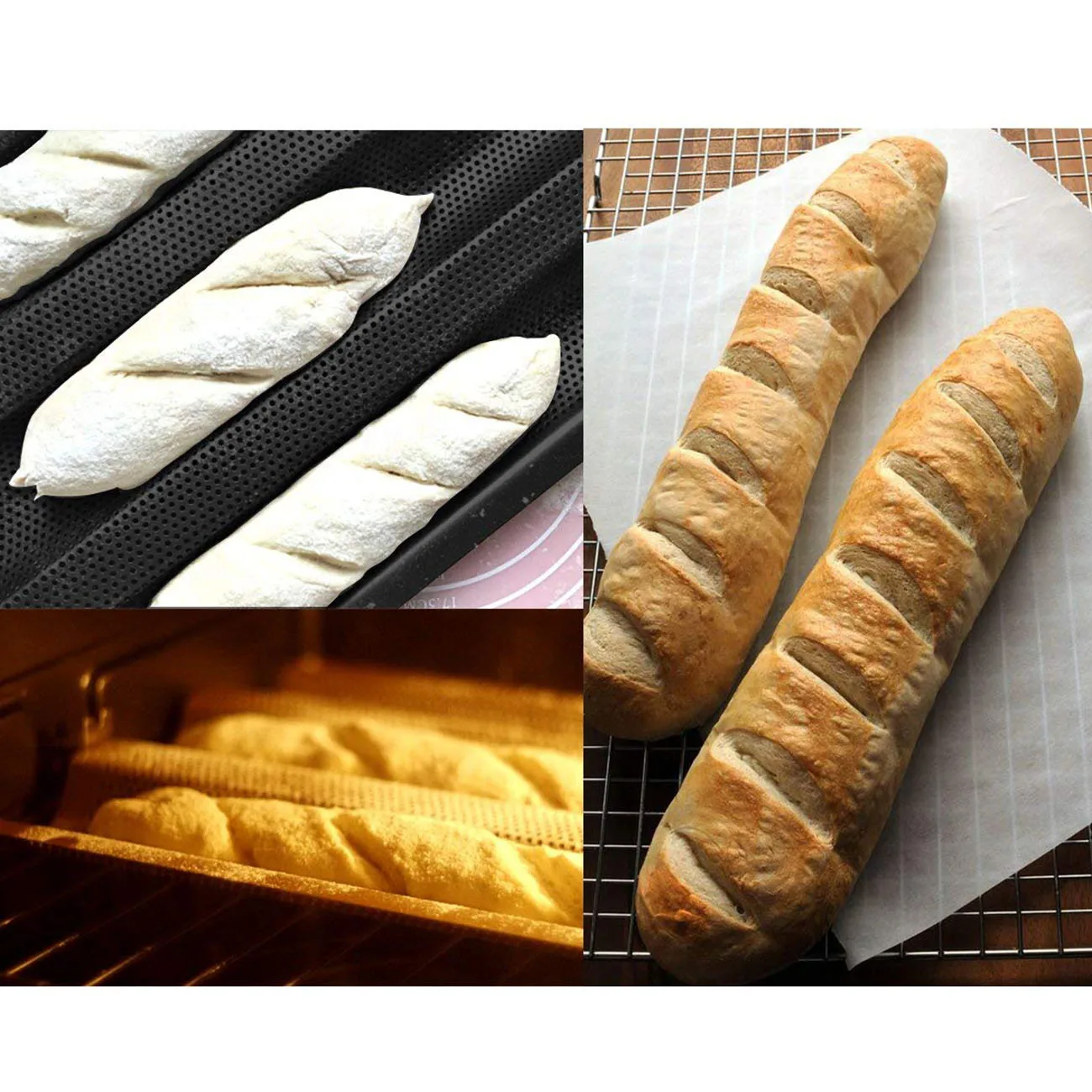 ELEG-Baguette sheet baguette baking tray baguette mold with non-stick coating for baking, carbon steel