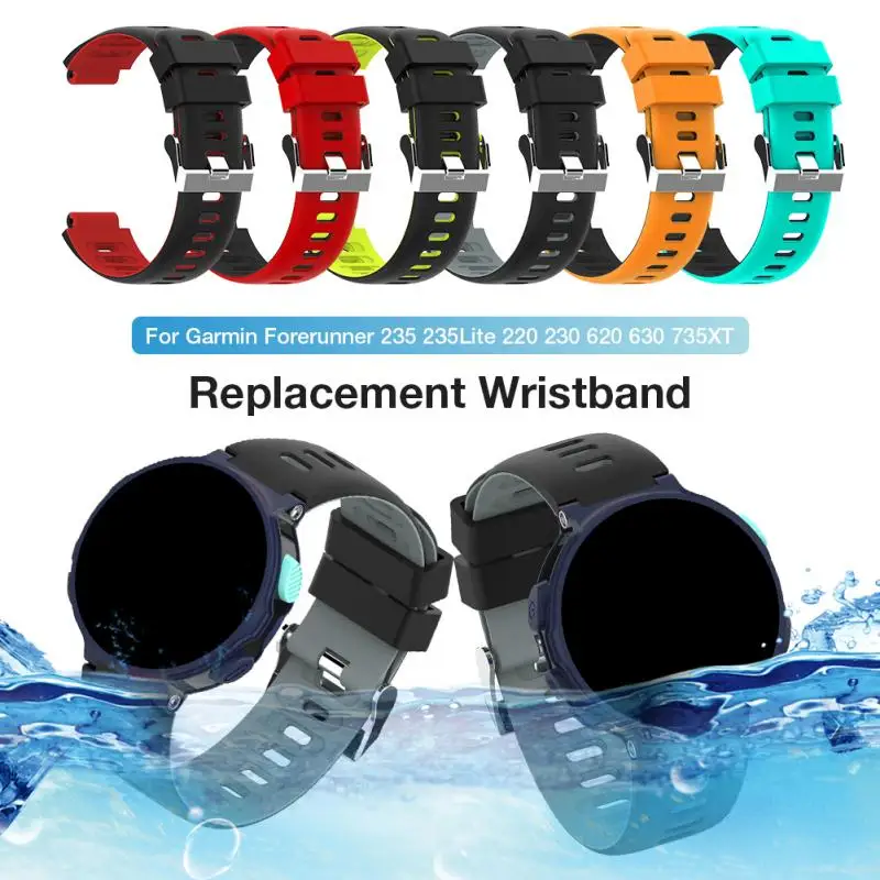 8 видов цветов силиконовый сменный ремешок для наручных часов для Garmin Forerunner 230/235/220/620/630/735 часы Спорт на открытом воздухе наручных