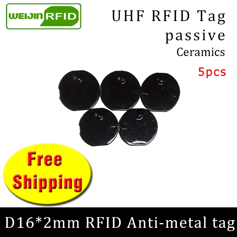 

UHF RFID metal tag 915mhz 868mhz Alien Higgs3 EPC 5pcs free shipping D16mm*2mm small circular Ceramics smart passive RFID tags