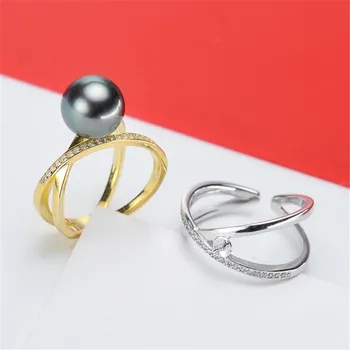 

Simple Big Pearl Rings Settings Women DIY Pearl Rings Holder S925 Sterling Silver Pearl Jewelry Findings