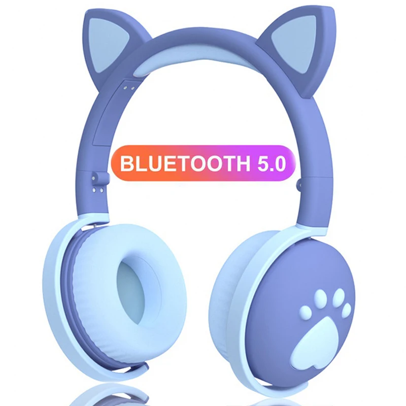 2020 LED Cat Ear Headphones Bluetooth 5 0 Kids Earphone Cute Cartoon Headset Support TF Card 3 5mm Plug With Mic
