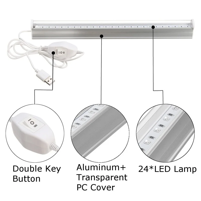 6W 30CM USB Portable UV LED Black Light 395-400NM Fixtures Lamp for Bar Party Club DJ UV Art