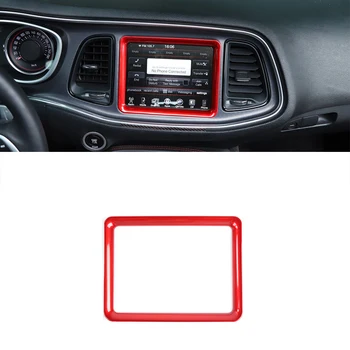 

Car Dashboard GPS Navigation Decoration Stickers for Dodge Challenger 2015-2020 Car Interior Accessories ABS Red/Carbon Fiber