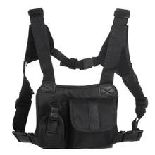 Открытый жилет Грудь Rig черная грудь Передняя сумка для переноски для приемопередающей радиостанции Walkie Talkie