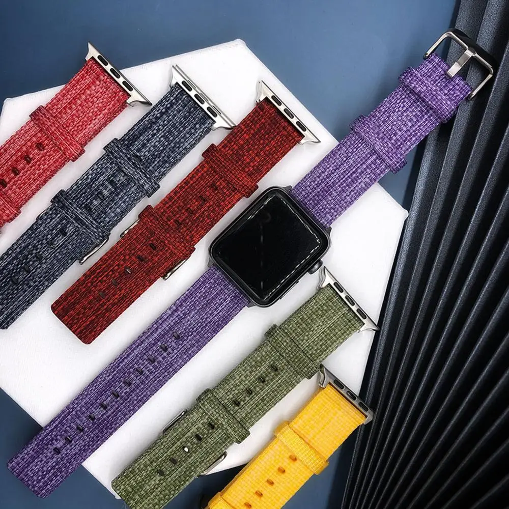 Холщовый нейлоновый ремешок для часов Apple Watch 38 мм 40 42 44 браслет на запястье iWatch Band