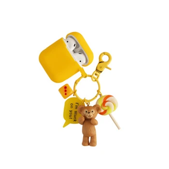 

Cute Cartoon Pattern Silicone Case Earphones For Airpods2 3 Headset Case Bluetooth Earphone Protective Cover Shell With Key Ring