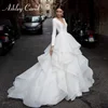 Ashley Carol Ball Gown Wedding Dresses For Women 2023 Bride Satin Deep V-Neck Ruffles Wedding Gown Customized Vestidos De Novia 1