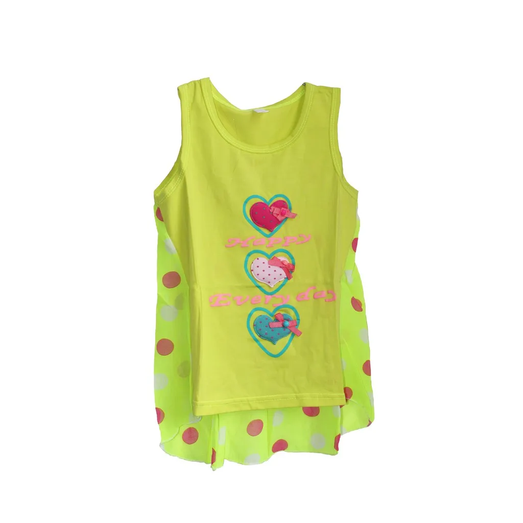 Loving Heart Green Футболка для девочек с надписью длинное платье без рукавов Футболка тонкая Обложка для Летнее платье для маленьких девочек для детей для маленьких девочек рождественское платье для маленьких девочек s - Цвет: Loving Heart Green