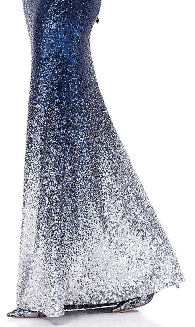SEBOWEL синий/красный серебристый градиент цвета на одно плечо шифон блесток вечерние платья женские макси длинные блестящие Коктейльные элегантные XL