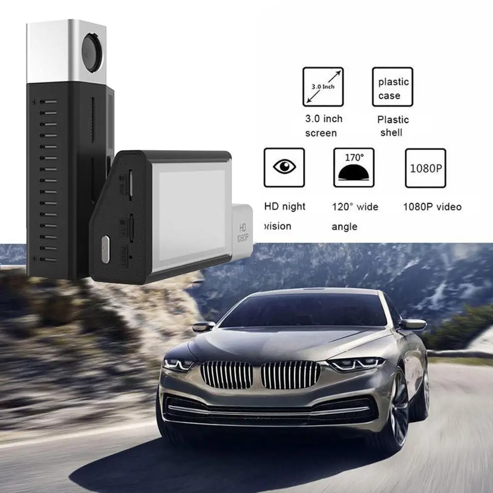 Автомобильный регистратор для вождения Full HD 1080P DVR 3,0 дюймов камера с двойным объективом вращающаяся фронтальная камера рекордер Авто регистратор приборная панель камера