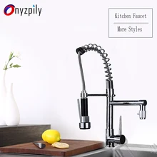 Хромированный пружинный кухонный кран с выдвижным двойным носиком 360 Поворотный ручной душ кухонный смеситель кран Горячий Холодный 2 выхода краны с пружиной
