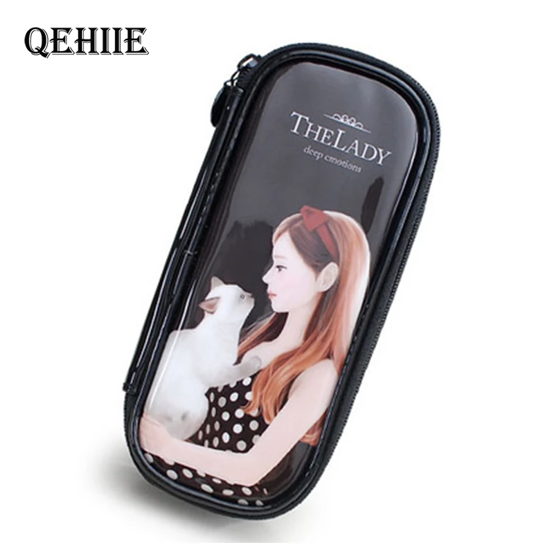 Korea Travel Cosmetic Bag Fashion Cute Girl Printing Cosmetic Case Multi-Function Organizer Makeup Brush Bag Student Pencil Case