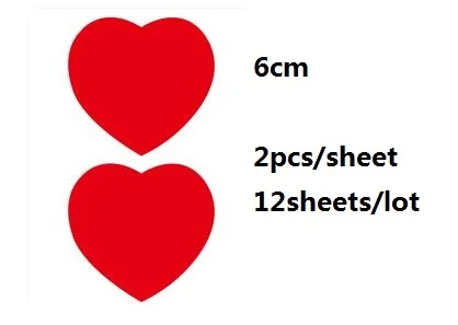 12Sheets-Red-6cm Наклейка в форме сердца s этикетки для печати LOVE стикер s Скрапбукинг для упаковки Свадебные украшения стикер для канцелярских товаров наклейка на большой палец - Цвет: 12Sheets-Red-6cm