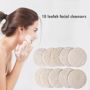 

Bath Shower Scrubber Exfoliator Sheet 10pcs Natural Loofah Face Cleaning Pads Face Skin Care Travel Remover Beauty