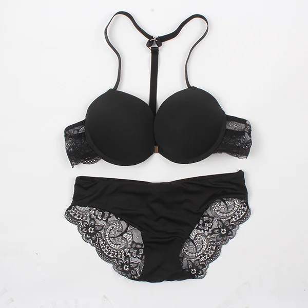

Women 3/4 Cup Front Closure Underwear Push Up Bra Set Lady New Bra With Bottom Pantie New