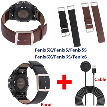 

Quick Fit Leather smart bracelet watch Band For Garmin Fenix 6/Fenix6X/Fenix 6S Charger Usb Cable For Garmin Fenix 5S 5X 5 Strap