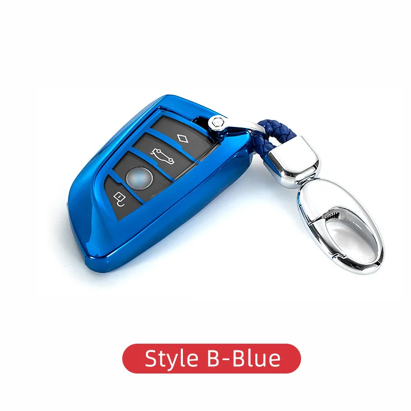 Автомобильный ключ чехол для ключей для бмв BMW G30 G30 X1 F48 X2 F39 X4 G02 X5 F15 G05 X6 F16 G11 G12 серии 5 7 аксессуары для интерьера - Название цвета: Style B-Blue