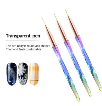 

Profession 3pc Nail Art Manicure Brushes Set Line Flower Dotting Painting Design Gradient Color Acrylic Nail Brush For GelPolish