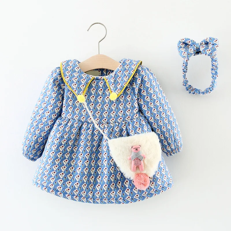 

2018 Autumn And Winter Korean-style Girls Dress plus Velvet plus Cotton Fashion Princess