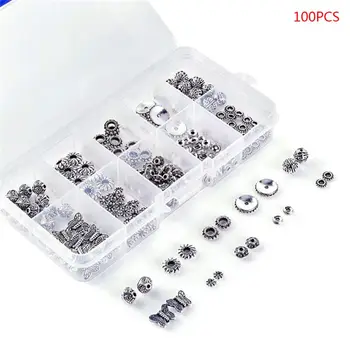 

100 Pcs/Box Metal Bead Caps for Jewelry Making Flower Torus Spacer Beads Finding