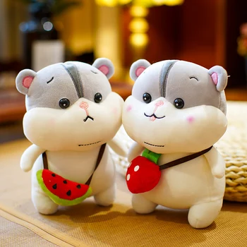

candice guo! cute plush toy lovely cartoon fruit watermelon peach crossbody bag hamster soft doll birthday Christmas gift 1pc